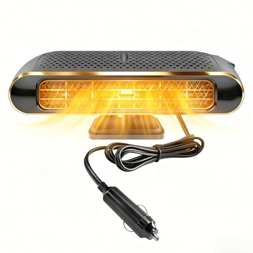 Portable Car Heater 12V, Fast Heating & Cooling Car Defroster Demister with 360° Rotatable Base, High Power Electric Car Heater Fan, Vehicle Heater for Winter Windshield Defogging & Air Purification