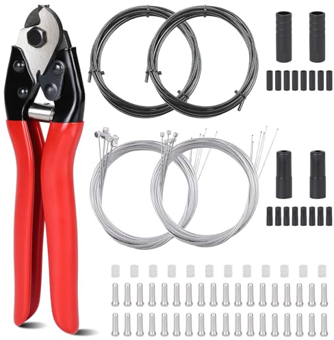 efuturetime Kit Cavo e guain per Freno e Cambio Bici con Tronchese | 83 Pezzi, Guaine Bowden, Terminali, O-Ring - Linea Freno Bicicletta per MTB