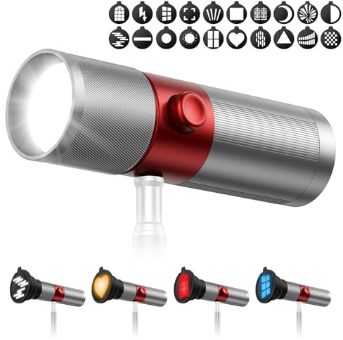 RGB Photography Flashlight,4 Colors/20 GOBO Filters/CRI95+/7500mAh,10W 6300K Portable LED Video Spotlight Patterned Ambient Aluminum Sunset Light for Content Creation Video Recording Accessorie