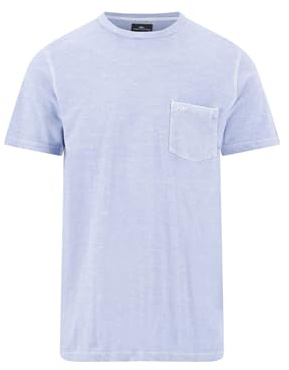 T-Shirt aus Baumwoll-Leinen-Mix mit Brusttasche und Rundhalsausschnitt