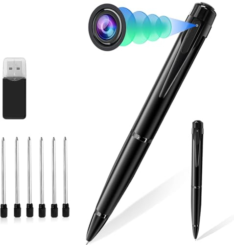 QZT mini Kamera 1080P Mini Spionagekamera mit Aufnahme- und Fotofunktion,Tragbare kleine Überwachungskamera Stiftkamera Kamera für Home Office Geschäftstreffen mit 5 Tinte Fills