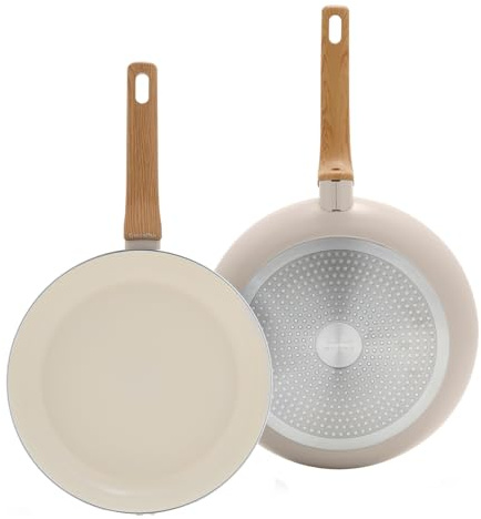 GreenPan Essence 2-teiliges Keramik-Antihaft-Pfannen-Set, 26 cm und 30 cm, PFAS-frei, Cremeweiß, für alle Herdarten geeignet