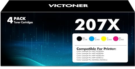 207X 207A Toner Kompatibel für HP Color LaserJet Pro MFP M283fdw M283fdn | Kompatibel für Color LaserJet Pro MFP M255dw M282nw M283 M282 M255 W2210X W2211X W2212X W2213X 4PK Mit Chip
