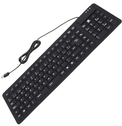 Jiawu Teclado, 108 Teclas Español Impermeable a Prueba de Polvo Plegable Silencioso Teclado con Cable, de Silicona con Conexión USB para Viajes de Oficina en Casa