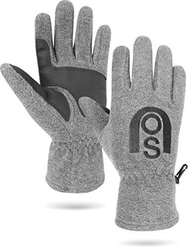 normani Winter Fleece Handschuhe Schwarz mit Thinsulatefütterung bis -10 Grad Farbe Grau mit Silikonhandfläche Größe M