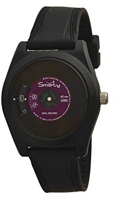 Unisex-Armbanduhr SMARTY VINYL aus Silikon schwarz und fuchsia SW045C05