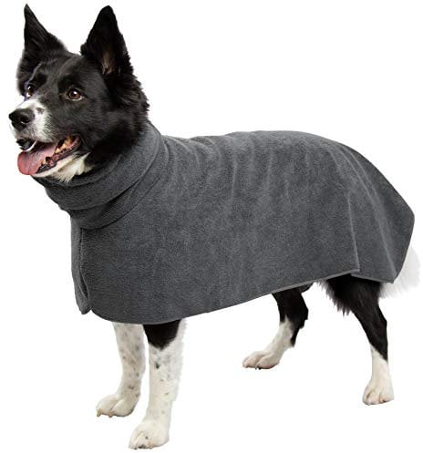 ZOLLNER24 Hundebademantel, Mikrofaser, anthrazit, Größe XL ca. 75 cm