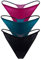 SilRiver Damen Seidensatin Sexy Spitzen Unterwäsche Tanga Höschen G-String & T-Back (Schwarz-Rose Violet-Türkisches Blau, X-Large)