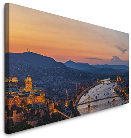 Paul Sinus Art GmbH Skyline von Budapest 120x 50cm Panorama Leinwand Bild XXL Format Wandbilder Wohnzimmer Wohnung Deko Kunstdrucke