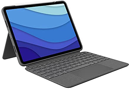 Logitech Combo Touch iPad Pro 11 Zoll (1., 2., 3. und 4. Generation - 2018, 2020, 2021, 2022) Tastaturhülle und digitaler Stiftkreide (2018 und höher), Pan Nordic QWERTY, Grau