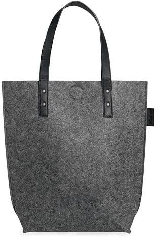 KNIT FACTORY - Gwen Handtasche - Stylische Shopper Tasche für Damen - aus Dicken Filz - 40x40 cm - Hochwertige Qualität - Anthrazit