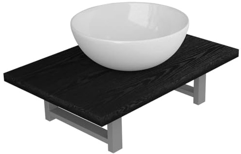 vidaXL 2-TLG. Badmöbel-Set Keramik Schwarz