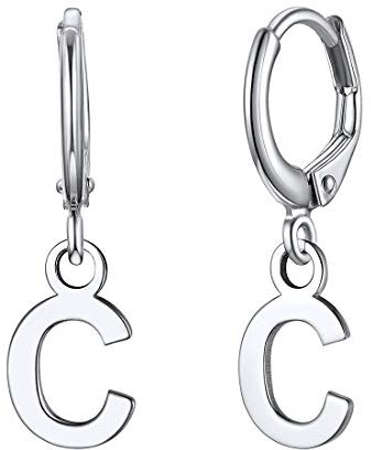 ChicSilver Damen Ohrringe Buchstabe C Ohrringe Creolen Hoop Tropfen Ohrstecker für Jeden Tag