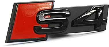 Audi 8W0071805 Schriftzug S4 Clip Tuning Plakette Kühlergrill Black Edition Emblem, schwarz/rot