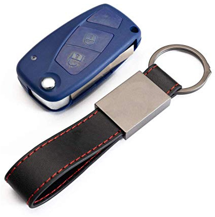 Ricambio Chiave per Telecomando Compatibile per Fiat Grande Punto Evo Panda Bravo Stilo 500 L e Lancia Y Musa Guscio con Lama 3 Tasti(Con vano Batteria dietro BLU)