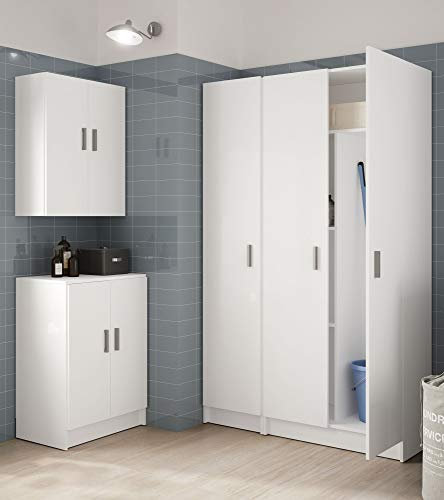 Miroytengo Conjunto Armarios Auxiliares Blancos Despensa Cuarto Colada Muebles Multiusos Almacenaje Productos Limpieza