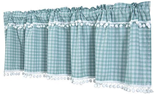 Dreamskull Scheibengardine Bistrogardine Landhaus Kurz Küche Modern Blickdicht Kurzstores Gardinen Kurzgardinen Küchengardine Stangendurchzug Kariert Karo 150 cm Breit Kleinfenster (Blau)