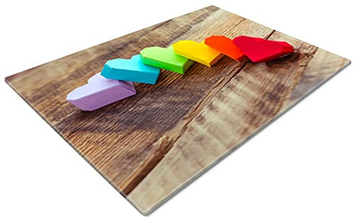 Chopping Boards | Glass Worktop Savers | Worktop Protectors Heat Resistant | Catering Chopping Boards | Chopping Boards Glass | Large Chopping Board | Green Blue Red Hearts