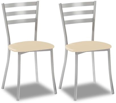 ASTIMESA SCRRBE Dos sillas de Cocina, Metal, Beige, Altura de Asiento 45 cms