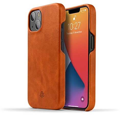 NOVADA Genuine Leather Case for iPhone 13 - Compatible with MagSafe - Tan