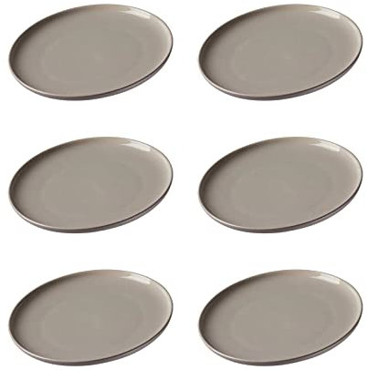 Ritzenhoff & Breker Frühstücksteller Jasper, 6er Set, Taupe, ø 19 cm, Dessertteller aus Steinzeug, Mattglasur & Soft-Touch-Haptik