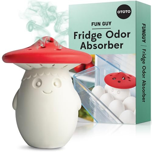 OTOTO Fun Guy Fridge Deodorizer - Food-Grade Fridge Smell Eliminator - Dishwasher Safe and BPA Free Refrigerator Baking Soda Deodorizer Holder- 2.75 x 2.75 x 3.38 inches