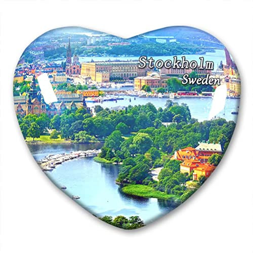 Schweden Stockholm Kühlschrankmagnet Kühlschrankaufkleber Kollektion Dekorativer Magnet Reise-Souvenir Herzform Kristallglas