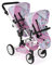 Bayer Chic 2000® Puppenwagen Linus Duo – Flowers Rosa – Faltbarer Zwillingspuppenwagen – Verstellbarer Griff 50-82 cm – Puppen bis 50 cm – 4-8 J.