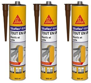 Lot de 3 mastics colle multi-usages SIKA Sikaflex 11 FC Purform - Marron - 300 ml