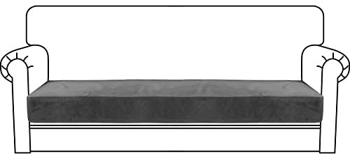 CHELZEN Samt Sofa Sitzkissenbezug, Hochelastischer Sitzbezug, Stretch Sofasitzbezug Schonbezug Schutz Sofabezug L-förmiger Ecksofas für Wohnzimmer (3 Sitzer, Grau)