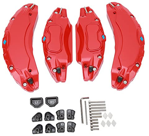Aluminium-Bremssattelabdeckungen für 4er-Set – Sportlicher und Modischer Ersatz für 18-Zoll- und 19-Zoll-Räder (Rot)