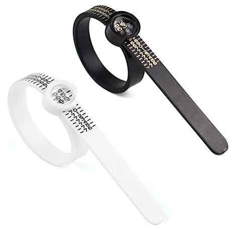 Ringmaßband, 2 Stück Ringgrößenmesser Ringgröße messen Ring Größe Fingerumfang ermitteln bestimmen Größenmesser Fingerumfang Fingergröße, Schwarz Weiß
