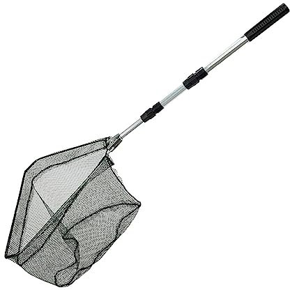 ADVENTURE PEAKS Telescopic Fishing Net – Foldable Landing Net for Fishing Knotless Micro Mesh with Extendable Aluminium Handle 63cm-150cm – Durable & Lightweight