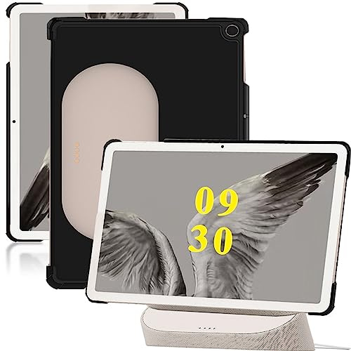 NINKI Kompatibel Google Pixel Tablet hülle 2023, Google Pixel Tablet 2023 Case, dünner Leichter Harter PC und PU Leder Rückseite Stoßfeste Schutzhülle für Google Pixel Tablet Cover Zubehör Schwarz