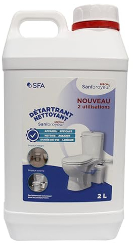 SFA - Détartrant Sanibroyeur - Entretien Des Toilettes - Respecte Le Caoutchouc - Adapté Fosses Septiques Et Conduits Petits Diamètre - 2L - Made In France