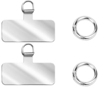 Rhys 2 Pezzi Toppa per Cordino Telefono con Anello a Molla in Metallo Universale Metallo Patch Toppa per Cordino Cellulare per la Maggior Parte dei Telefoni (Argentato)