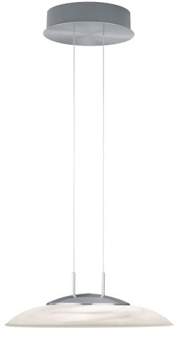 HELL höllisch gutes Licht LED-Pendelleuchte - Nickel matt - Weiß - 42 x 150 cm - Glas - Metall - 1-flammig - höhenverstellbar