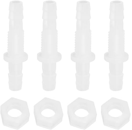 VGOL 4 Stück 6mm Kunststoff Pagoden Verbinder Kunststoff Gerader Durchgangsverbinder Schlauch Barb Fitting Kunststoff Gerader Inline-Verbinder Kunststoff Schlauchverbinder Aquarium Zubehör