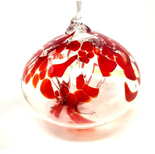 Decorvo Roter Baum des Lebens Glaskugel – groß, 15,2 cm, mundgeblasen, handgefertigter Globus, hängende Gartenkugel zum Aufhängen, für drinnen und draußen, Heimdekoration
