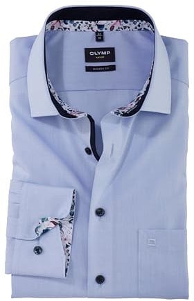 OLYMP Herren Businesshemd Langarm Luxor,Einfarbig,modern fit,Global Kent,bleu 11,38