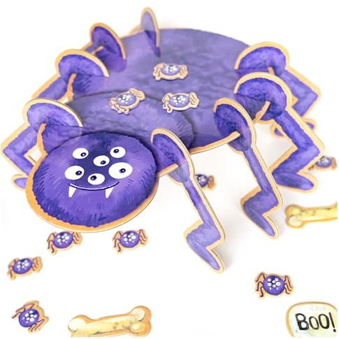 Papierdrachen Kuchenaufsteller und Tischkonfetti Set Halloween - Etagere - Deko Spinne - Backdekoration - Tischset - Set 01