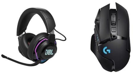 JBL Quantum 910 Over-Ear Gaming Kopfhörer – Wireless 2 & Logitech G502 Lightspeed kabellose Gaming-Maus mit Hero 25K DPI Sensor