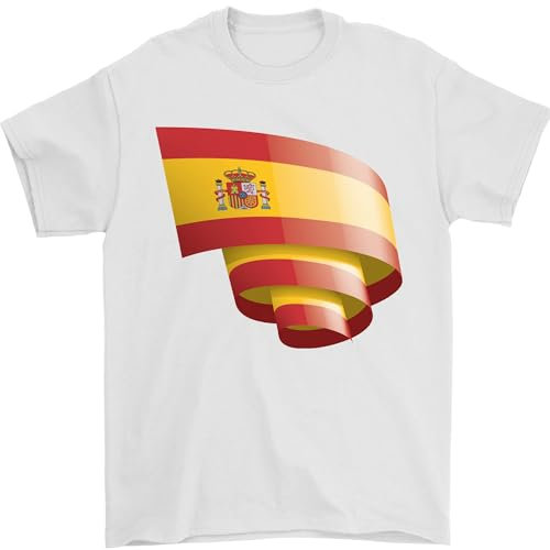 Camiseta de fútbol para hombre, diseño de bandera de España, 100 % algodón, blanco, M