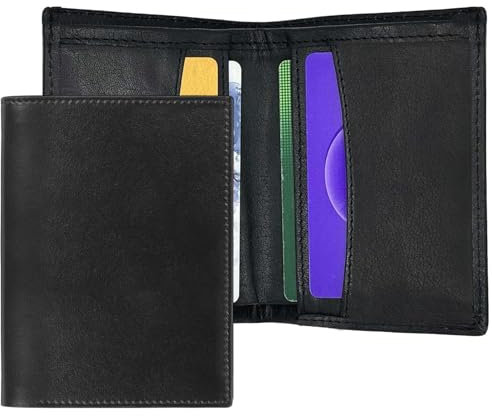 Trowik Kartenetui aus Leder für Herren, RFID-blockierend, Schwarz , Minimalistisch