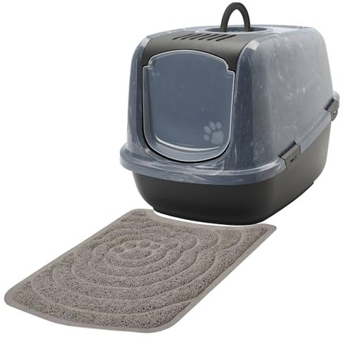 Sparpaket Katzentoilette Nestor Jumbo schwarz-marmor für große Katzen inkl. Matte