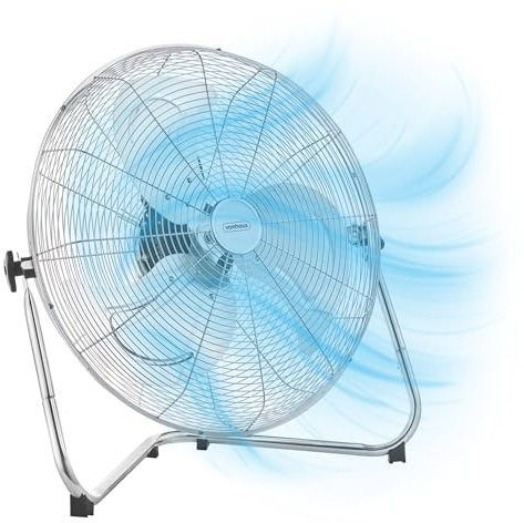 VonHaus Floor Fan 20 – 3 Speeds, Stand Included, 180° Tilt, Portable, Quiet Operation, 3 Blades, 1.5m Cable – Cooling Fan for Home, Office, Living Room, Bedroom, Garage, Workshop, Gym