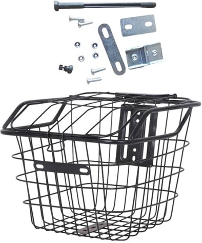 rockible Bicycle Metal Wire Front Rear Basket with Lid Cargo Container Strengthened Frame Universal for Mountain Bike
