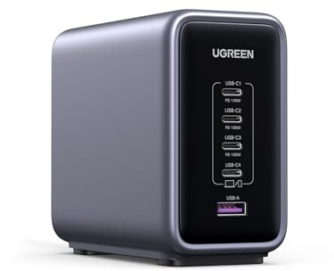 UGREEN 300W USB C Charger, 5 Ports Charging Station USB C Charger Block GaN Fast Charger Compatible with MacBook Pro M3/MacBook Air, Dell XPS, iPhone 16/15/14, iPad Air/Pro, Pixel 9, Galaxy S24, etc