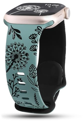Wearlizer Floral Graviertes Silikon Armband Kompatibel mit Apple Watch