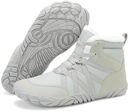 Mishansha Barefoot Shoes Invernali Uomo Stivaletti Scarponi Trekking Donna Inverno Scarpe Piedi Nudi Caldo Impermeabile Antiscivolo Stivali Verde chiaro 38 EU